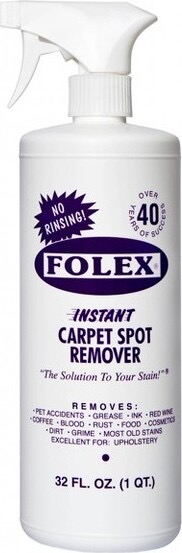 Bottle of powerful stain remover for carpet and fabric holiday spills