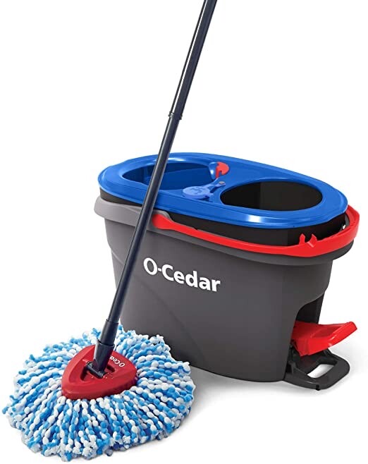 Mop and Bucket set with built-in wringer for cleaning holiday messes