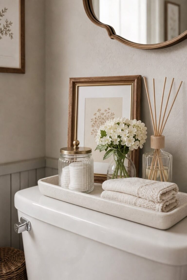 15 Toilet Tank Styling Ideas That Turn the Most Overlooked Surface in Your Bathroom Into Something Beautiful