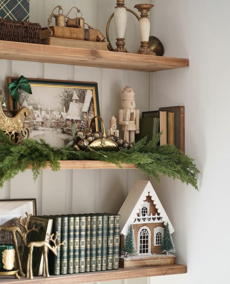 12 Christmas Shelf Decorating Ideas That Make Any Bookshelf Feel Festive